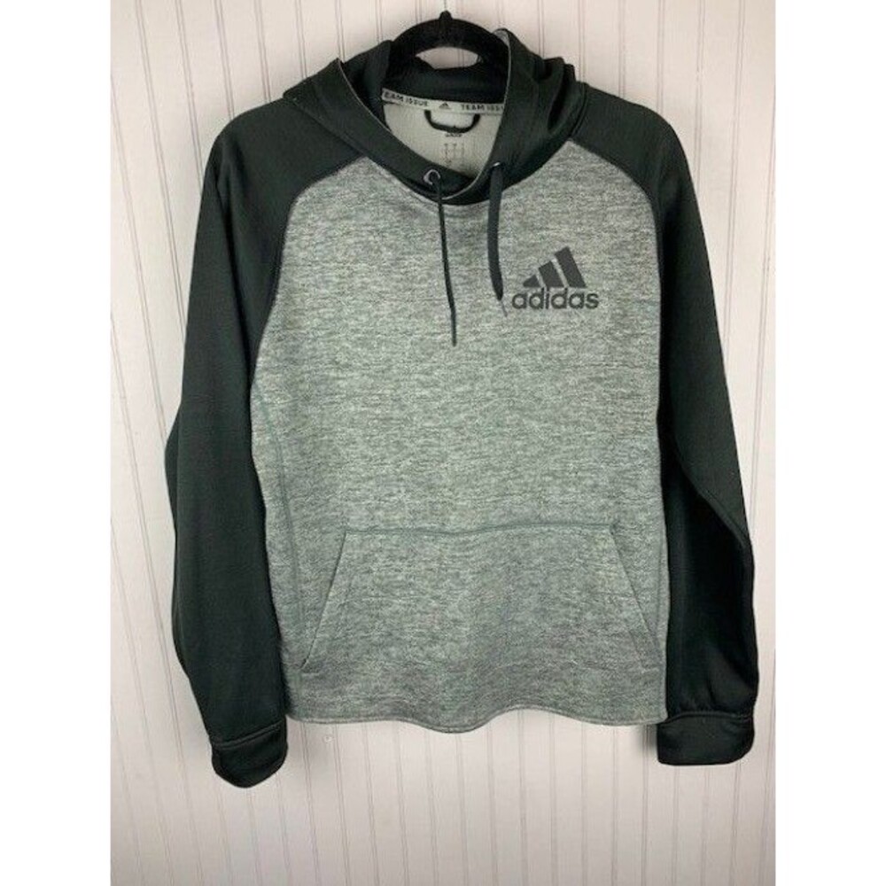 Adidas Size S Mens Hoodie Team Issue Climawarm Black Gray Front Pocket Pullover